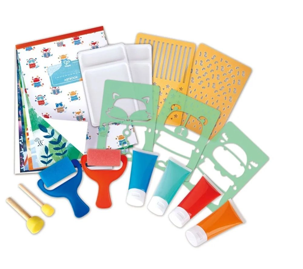 Sponge Painting Fun - stencils paint rollers + Chalks and Stencils Art - chalk stencils