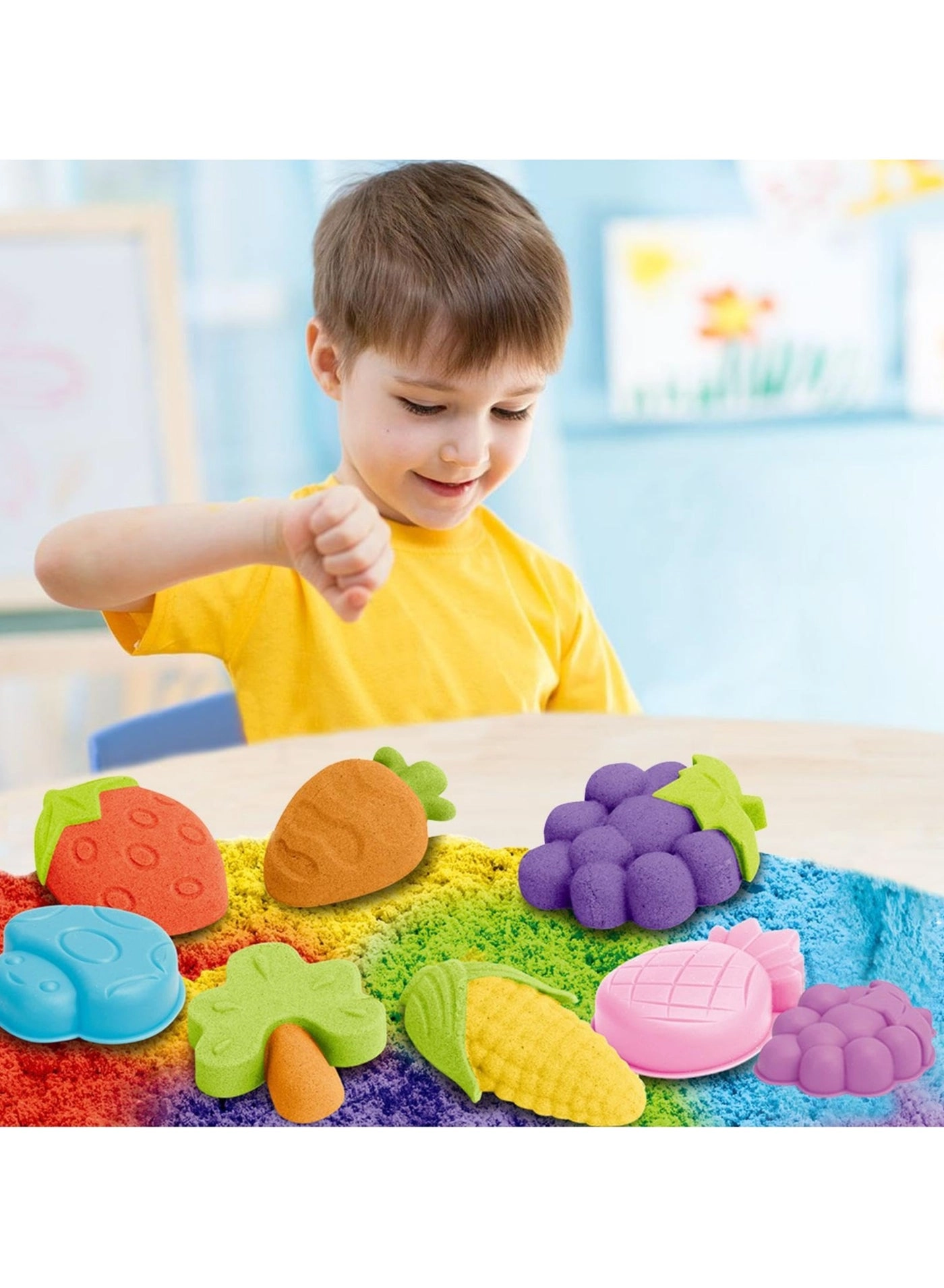 unikbebe DIY Dynamic Sand Magic Clay Educational Toy - Fruit Theme Indoor Outdoor