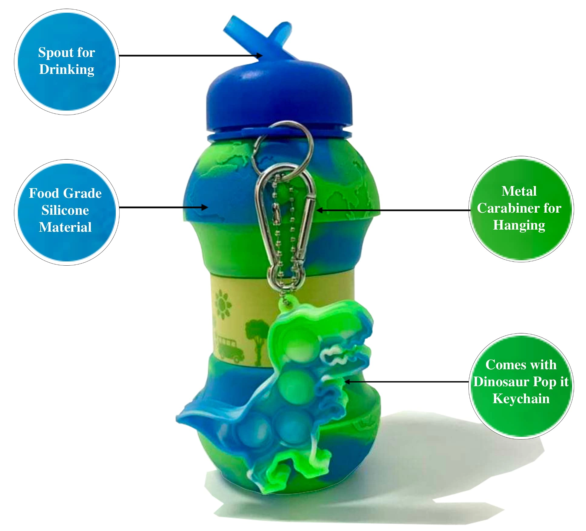 Earth Globe Water Bottle - Collapsible Silicone 550 ml