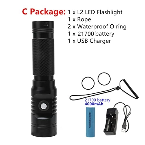 Diving Flashlight - 2000 lumens 80 Meter 21700