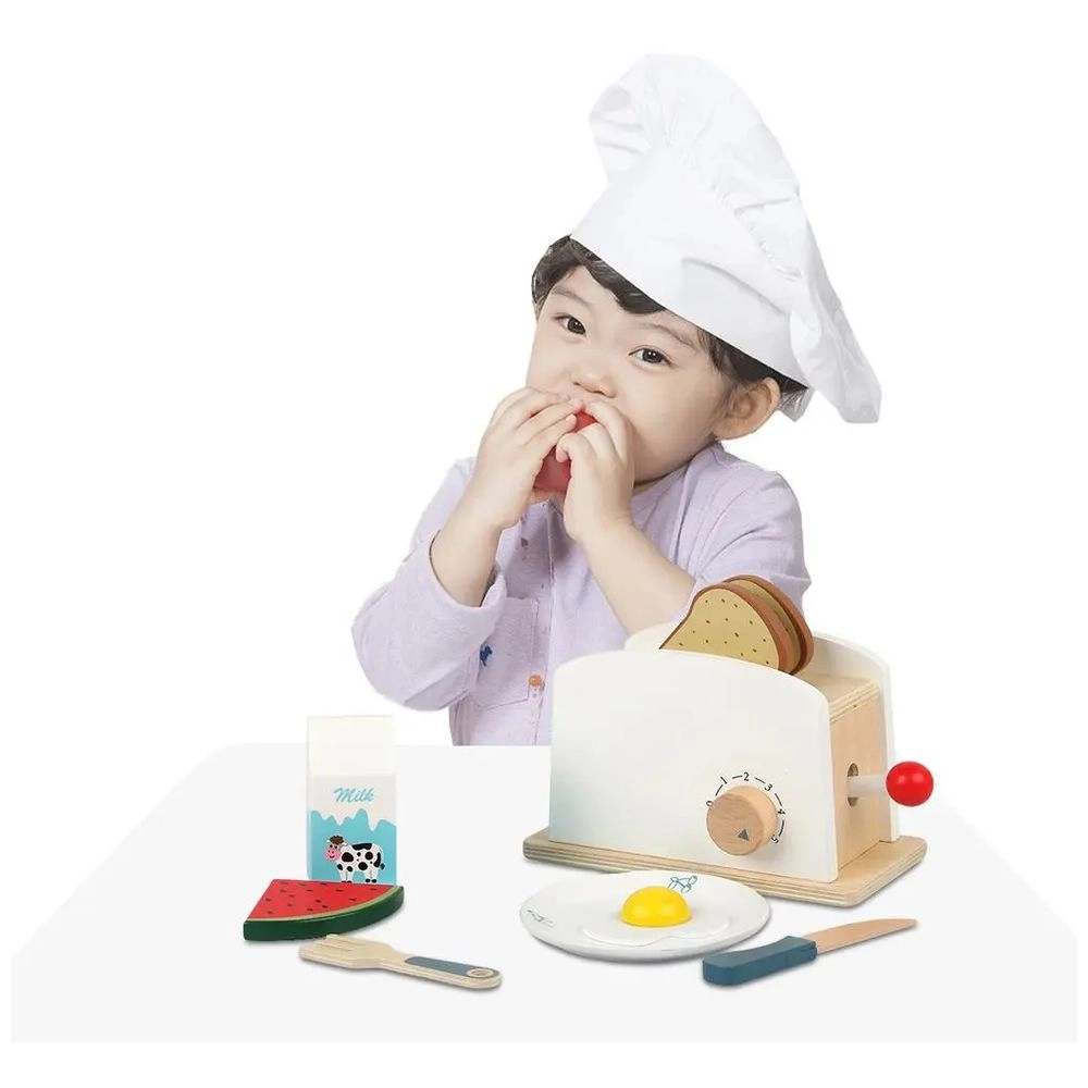 Kids Wooden Bread Toaster Toy Pretend Play Set (5551007-MSN20020)