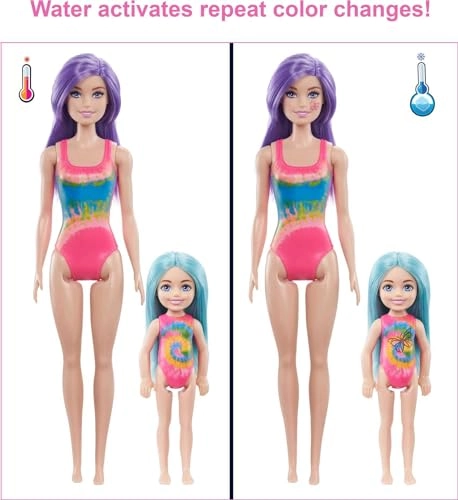 Barbie Color Reveal Tie-Dye Fashion Maker - 2 Dolls 53 Pieces Ages 48+ Gift Set