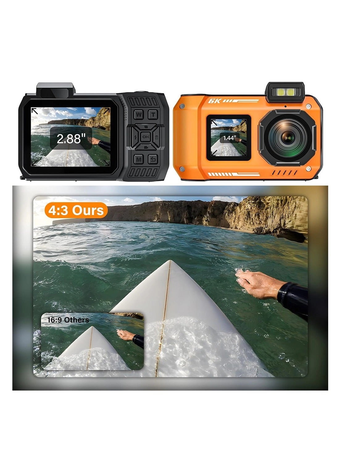 Waterproof Digital Camera - 13MP 18x Zoom