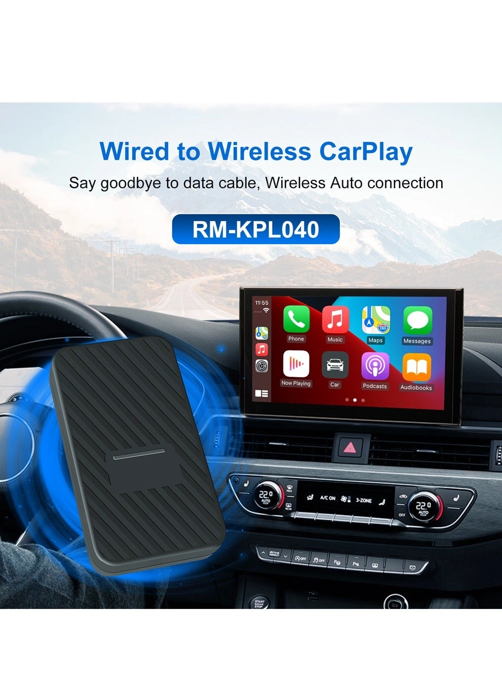 Wireless Carplay Adapter & Android Auto Adapter - 2 in-1 Plug & Play Bluetooth