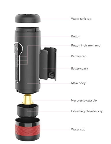 Portable Coffee Maker - 12V 15 Bar Rechargeable Battery