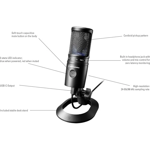 AT2020USB-X USB Microphone Boom Arm + Wind Screen Pop Filter + Microfiber Cleaning Cloth