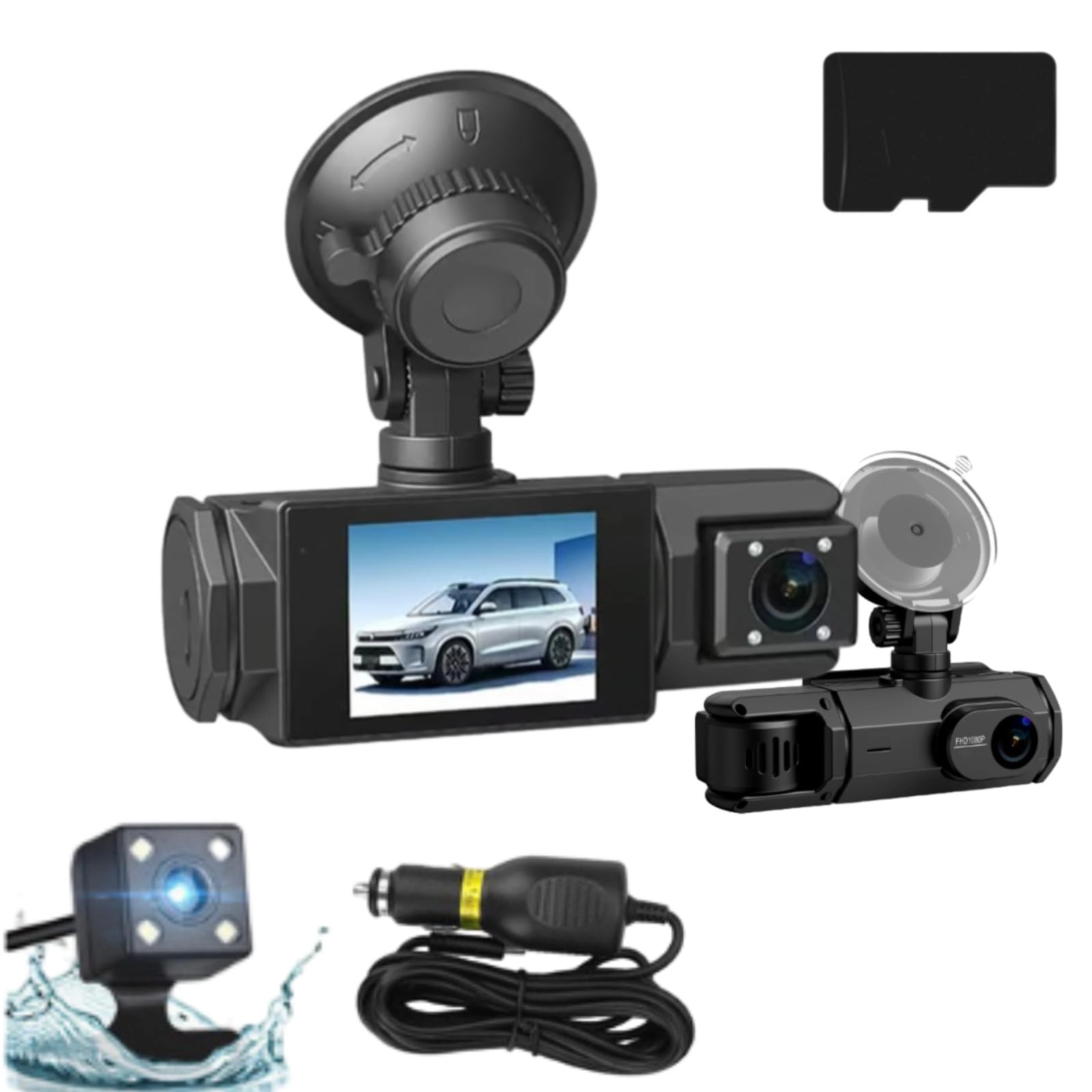 Three-Lens Driving Recorder - 1080P