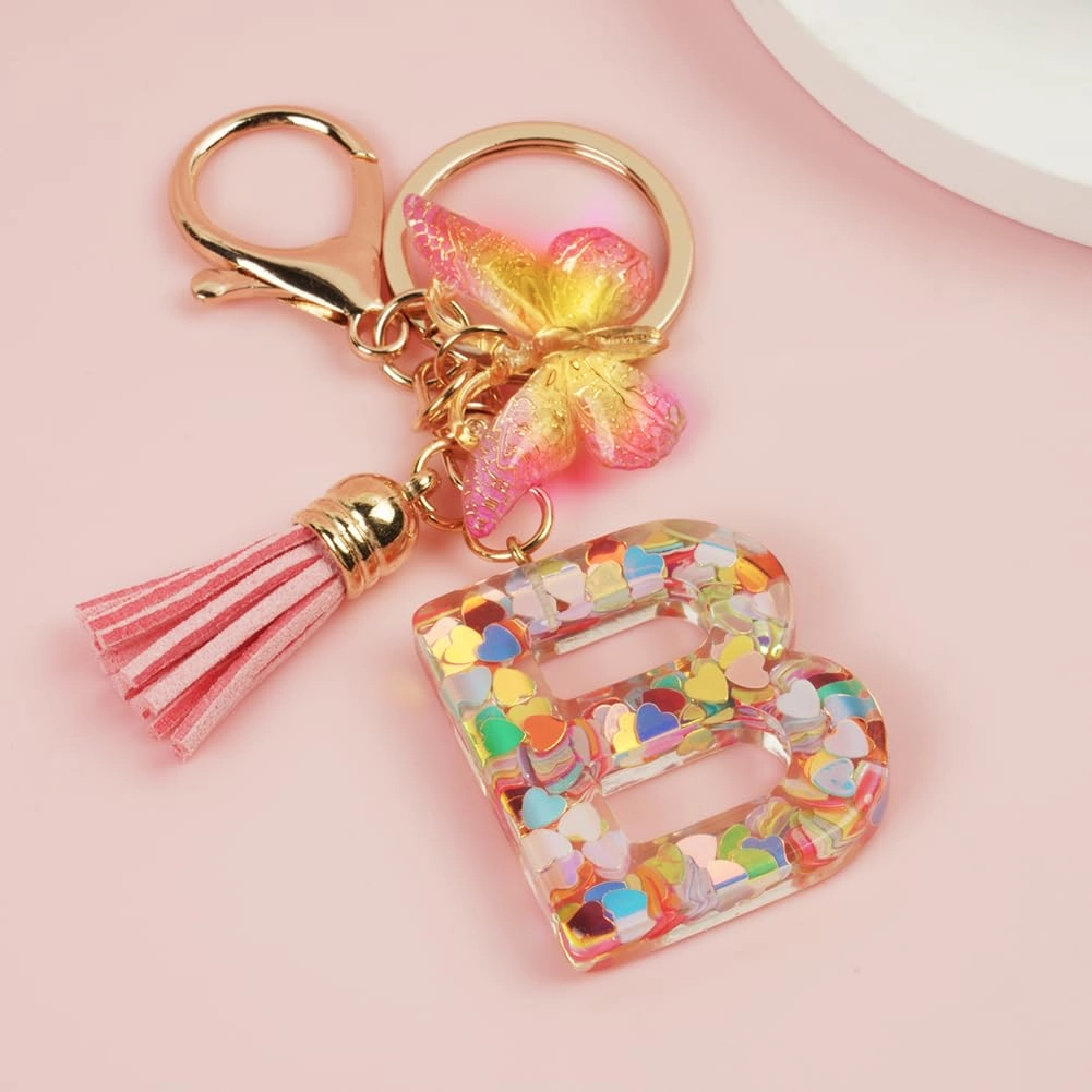 Initial Letter Keychain - Butterfly