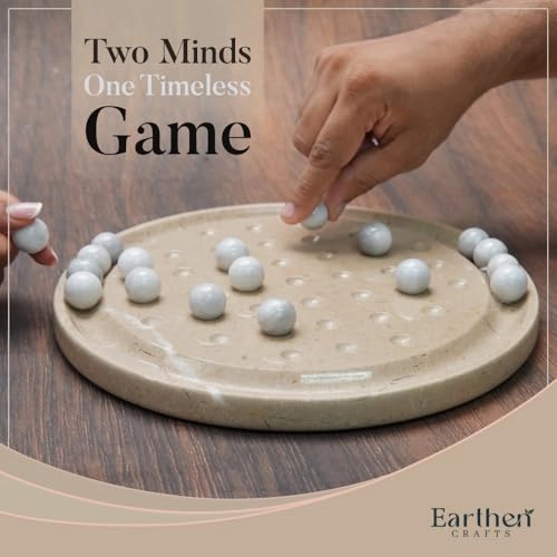 Marble Peg Solitaire Board Game - 10" 42 Balls Verona-white