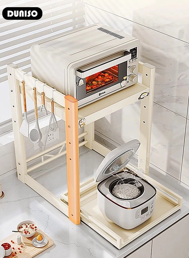 2-Tier Pull Out Microwave Oven Rack