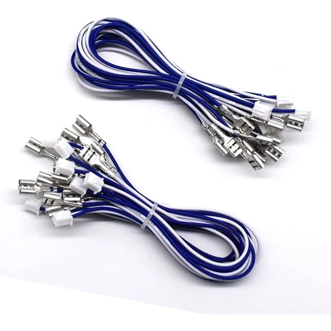 rayihni ARCADE BUTTON WIRES HARNESS CABLE - 20 PCS 0.250" 6.3MM TERMINALS
