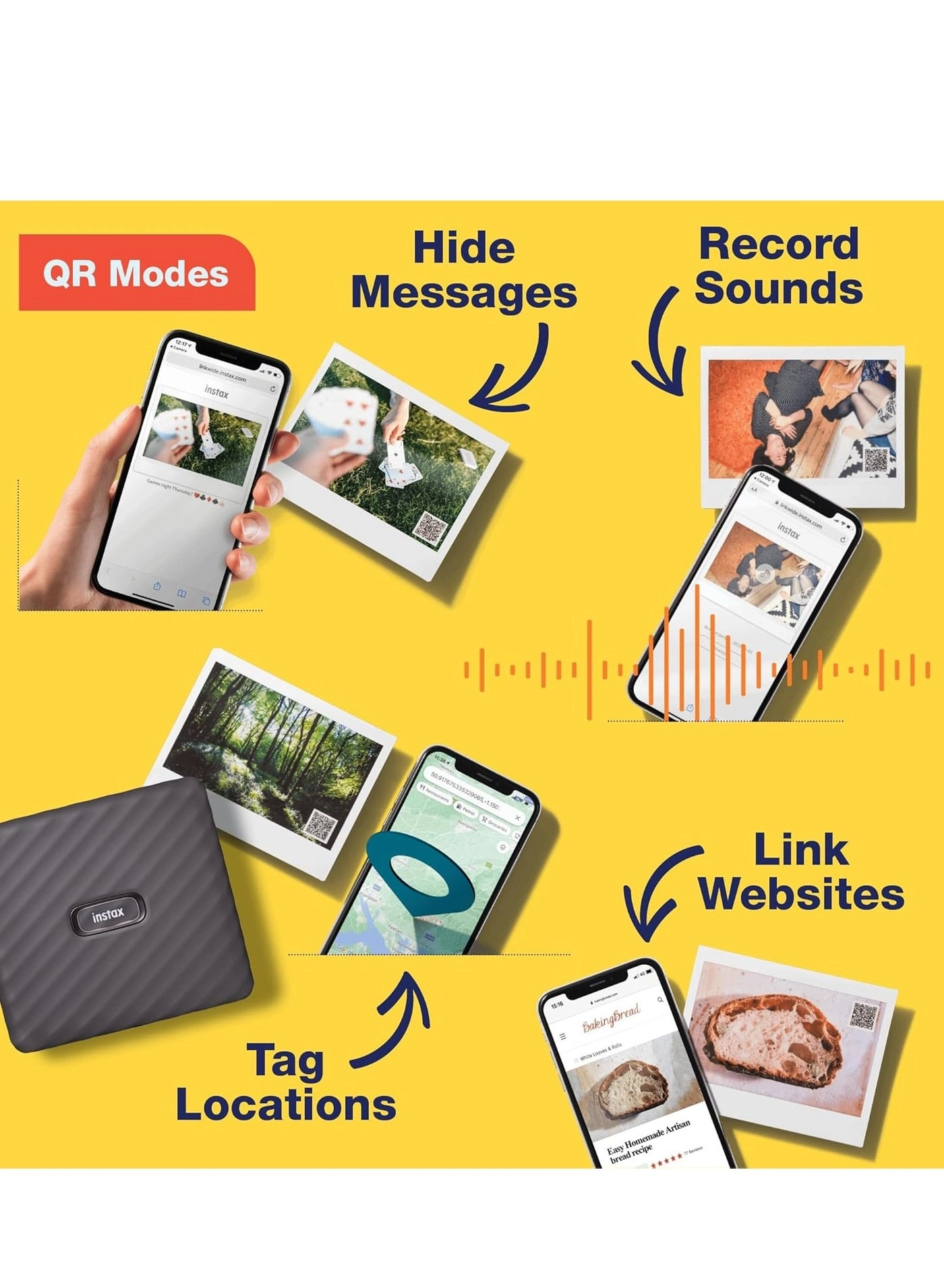 Instax Link Wide + Instax Film - 20 Sheets + Cloth