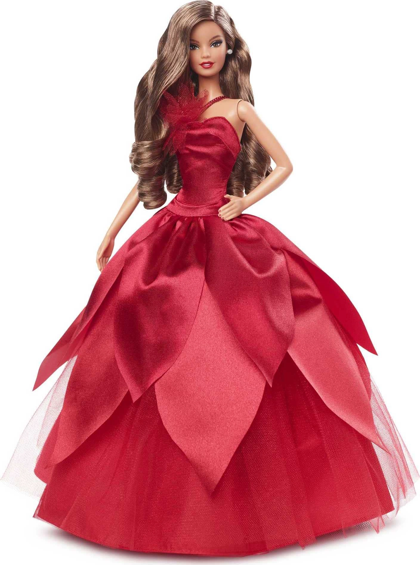 Barbie Signature 2022 Holiday - Dark Brown Wavy Hair Doll Stand Ages 6+