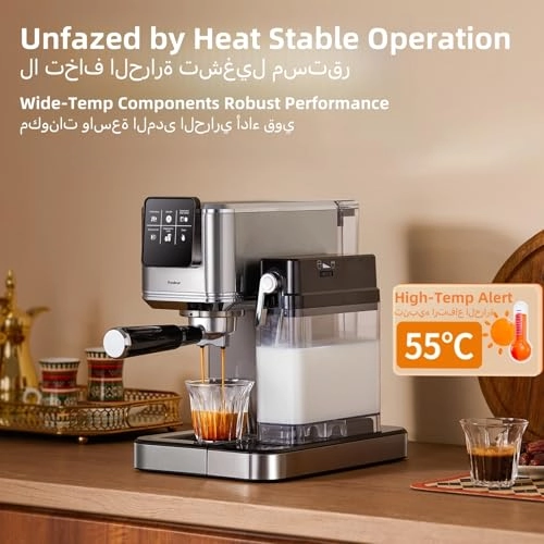 20-Bar Semi-Automatic Coffee Machine - Grinder Milk Frother
