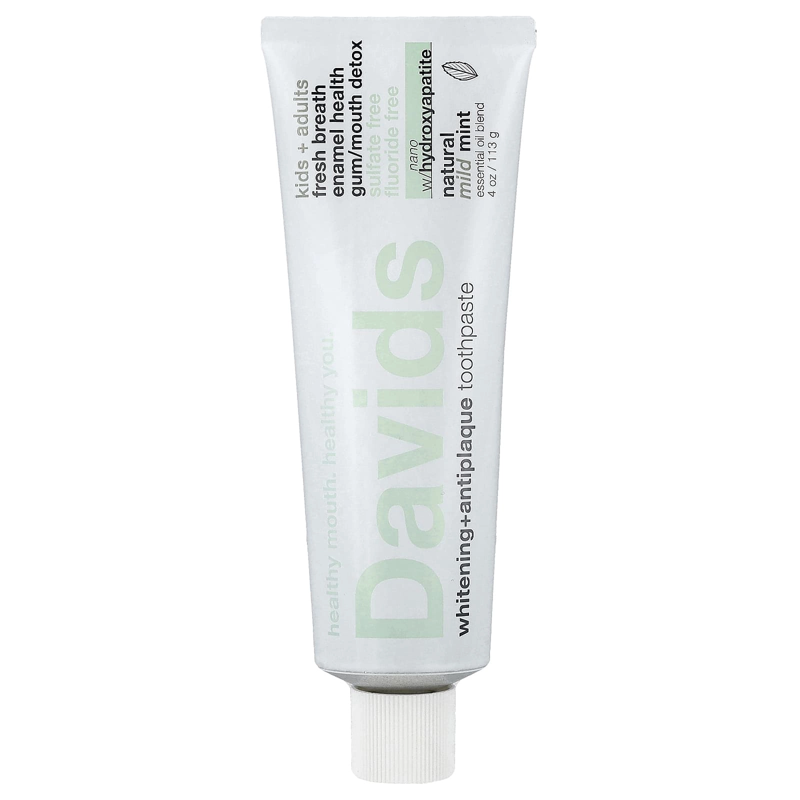 Davids Whitening + Antiplaque Natural Mild Mint Toothpaste Kids + Adults 113 g