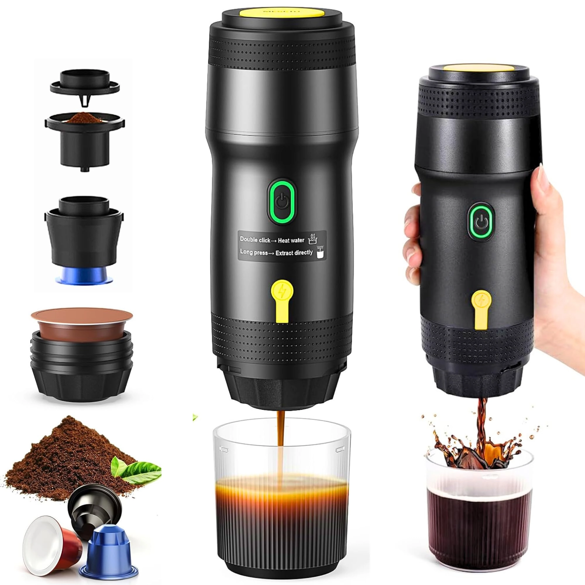 Portable Espresso Maker - 80 Milliliters Ground Coffee Original Capsules Dolce Gusto Pods
