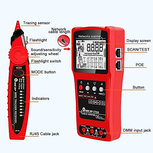 Handheld Portable 2in1 Network Cable Tester - LCD Display POE Test