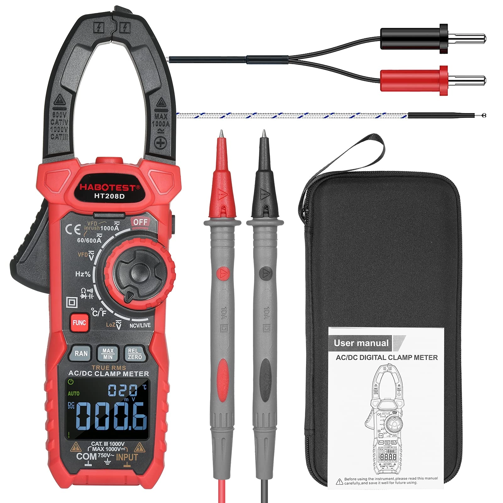 GoolRC AC/DC Digital Clamp Meter - CAT III 1000V 40mm