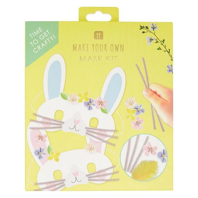 Easter Craft Mask Kit - DIY Bunny, Lamb & Chick Masks Includes Stickers & Pom Poms 15x15cm