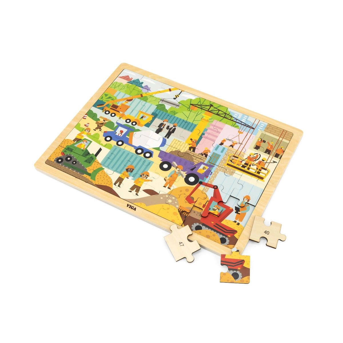 Construction Area Wooden Puzzle (PCG-44585) - 48 pcs