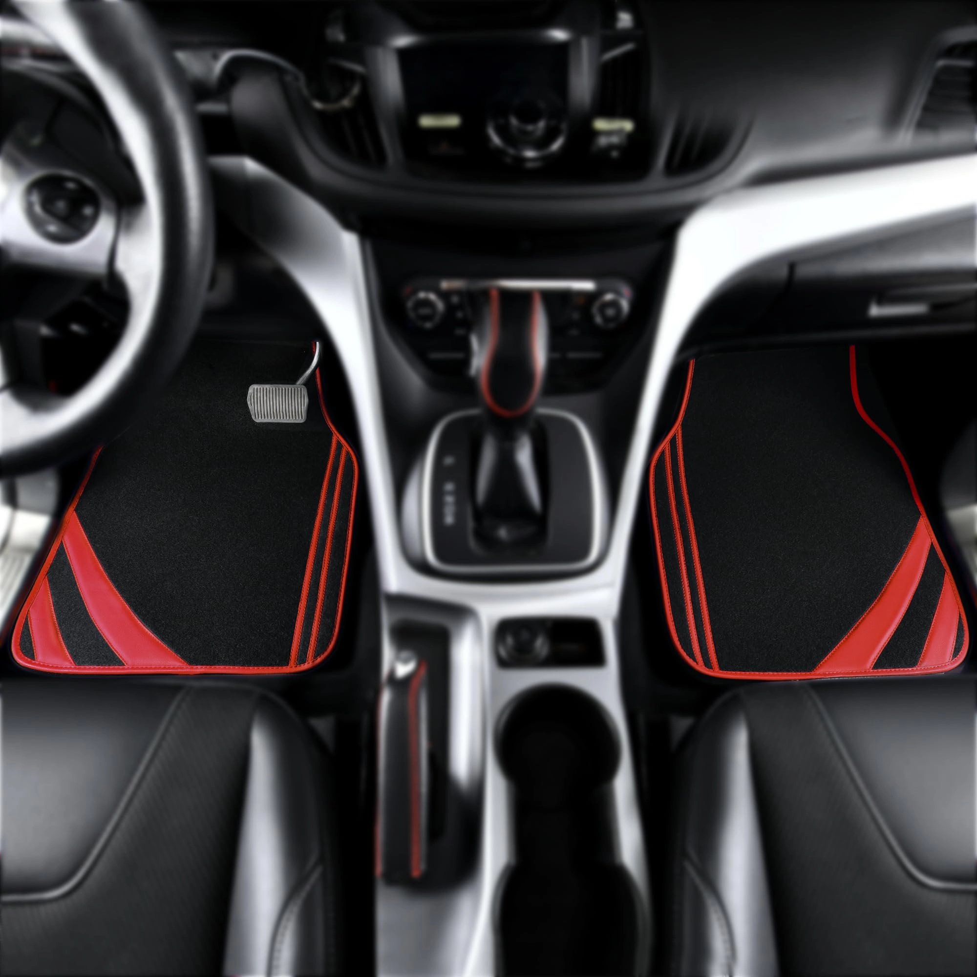 Faux Leather Car Mats - Blue Edge Universal Fit