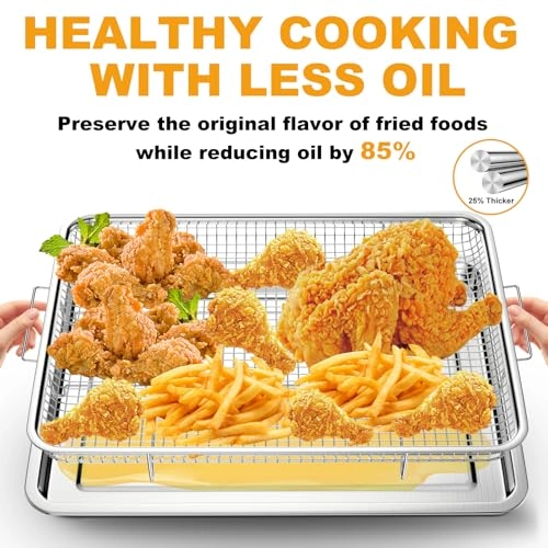 Air Fryer Basket and Tray Set - Stainless Steel 2 Pack