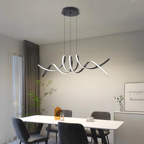 Modern LED Linear & Wave Chandelier - 150cm