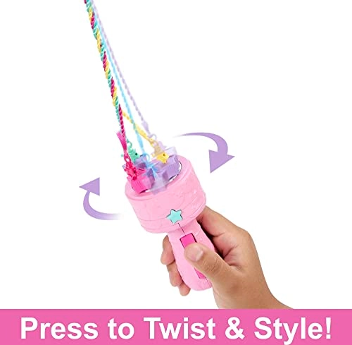 Barbie Dreamtopia Fantasy Braid Twist N Style Rainbow Hair Doll Playset - Twisting Tool Styling Accessories Ages 3+
