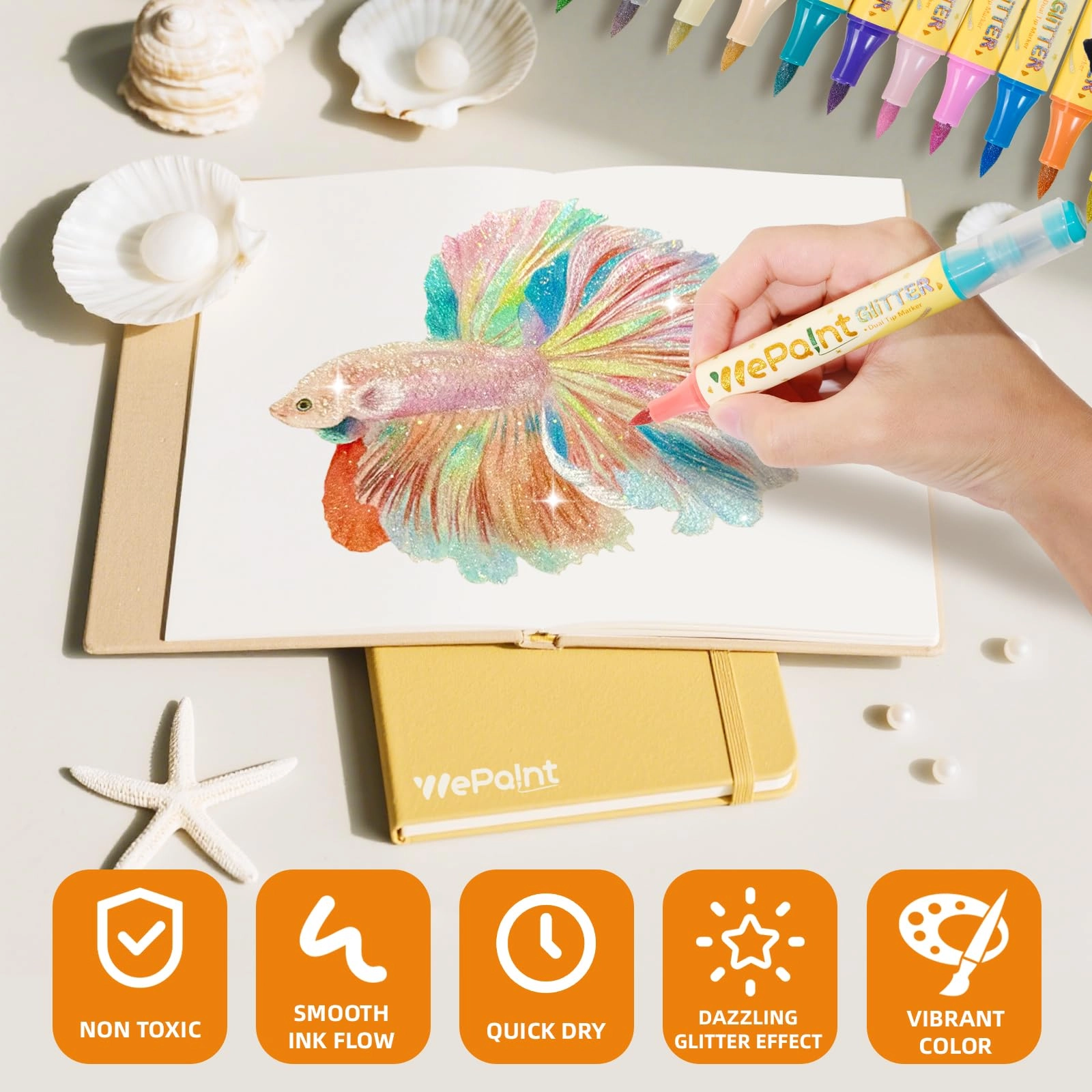 Glitter Markers - Multicolor Dual-tip Brush