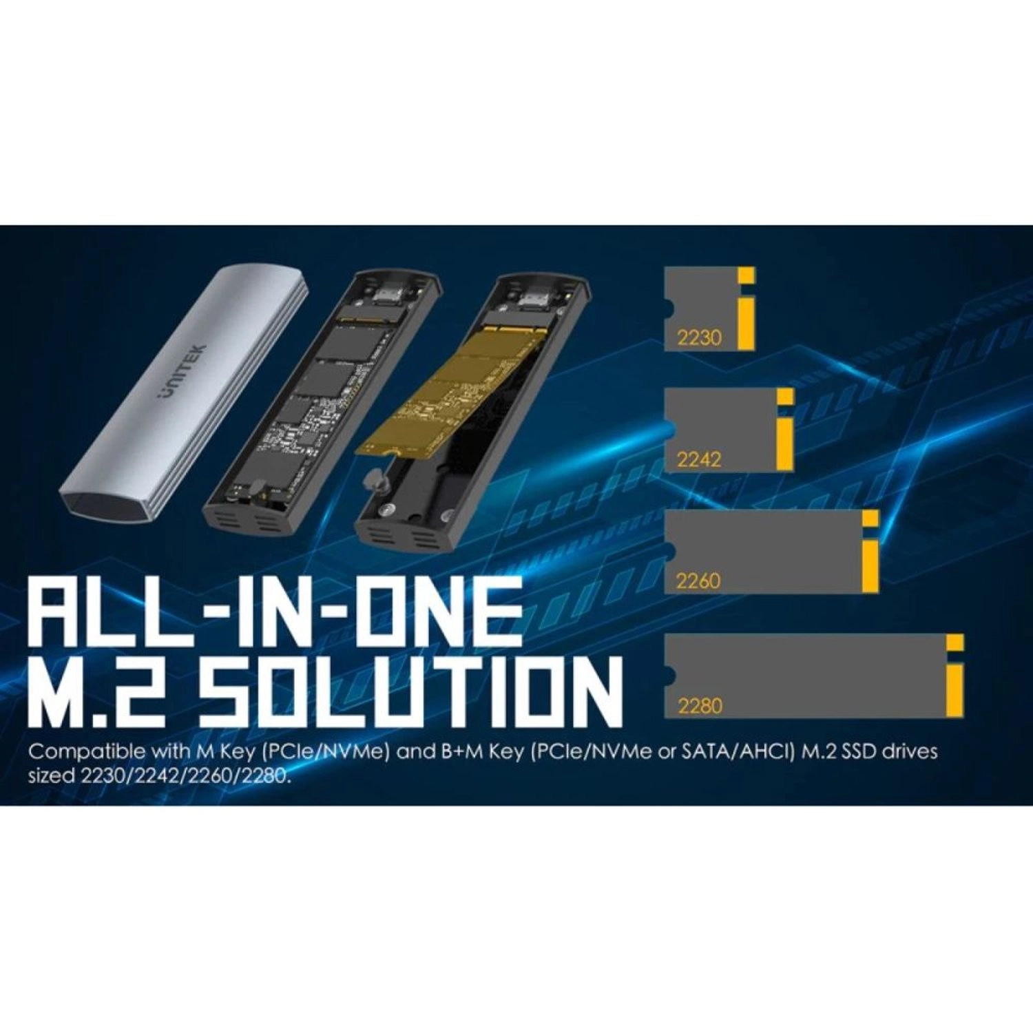 M.2 PCIe NVMe SSD Enclosure - 10Gbps USB-C M.2 NVMe M-Key 2230/2242/2260/2280