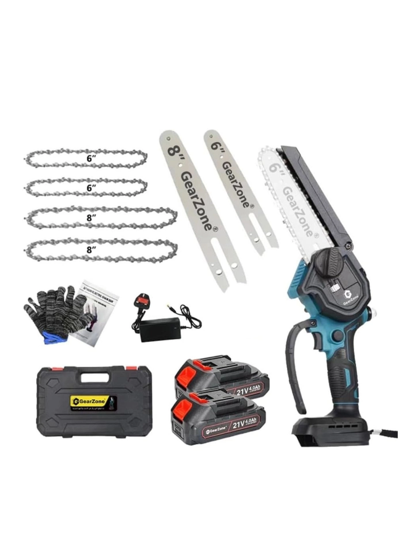 GearZone Mini Chainsaw - 2-in-1 6 and 8 Inches Battery