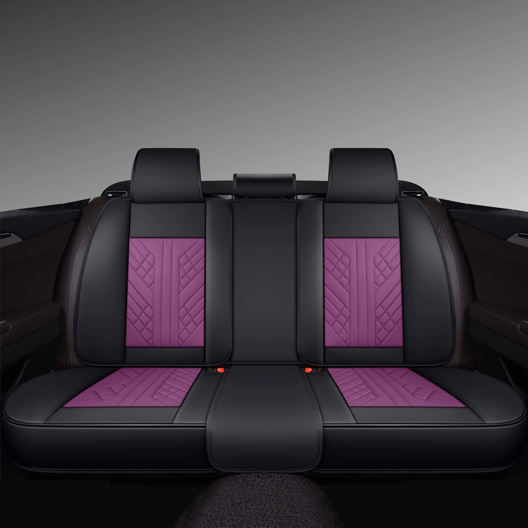 Bench Seat Cover - Universal Fit Faux Leather Black with Red Strip