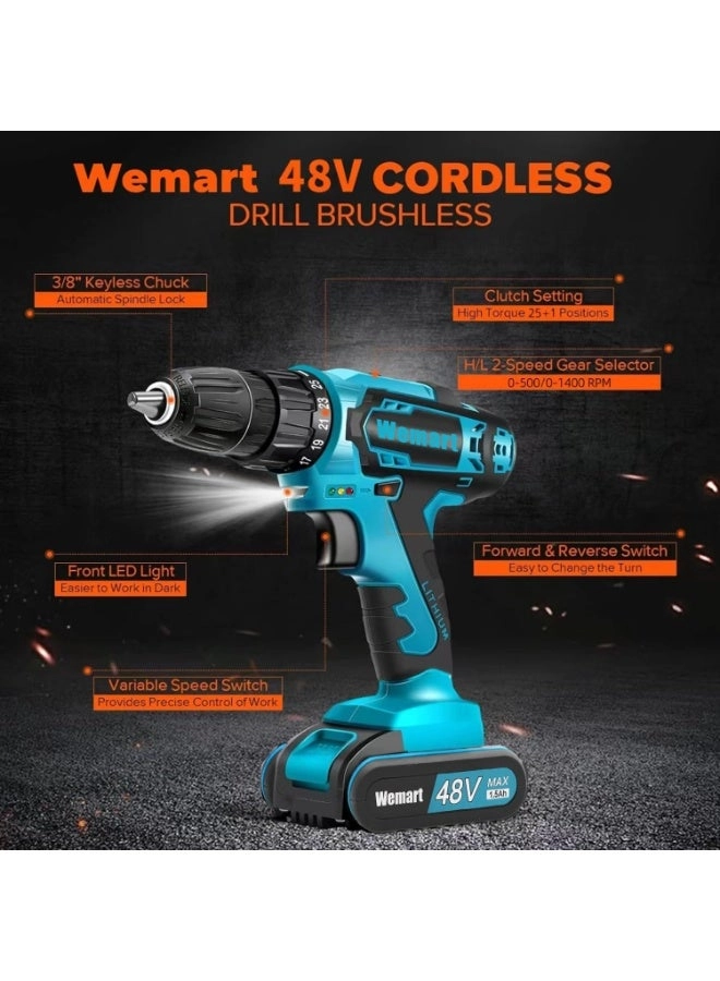 Cordless Drill Set - 1.5 Amp Hours