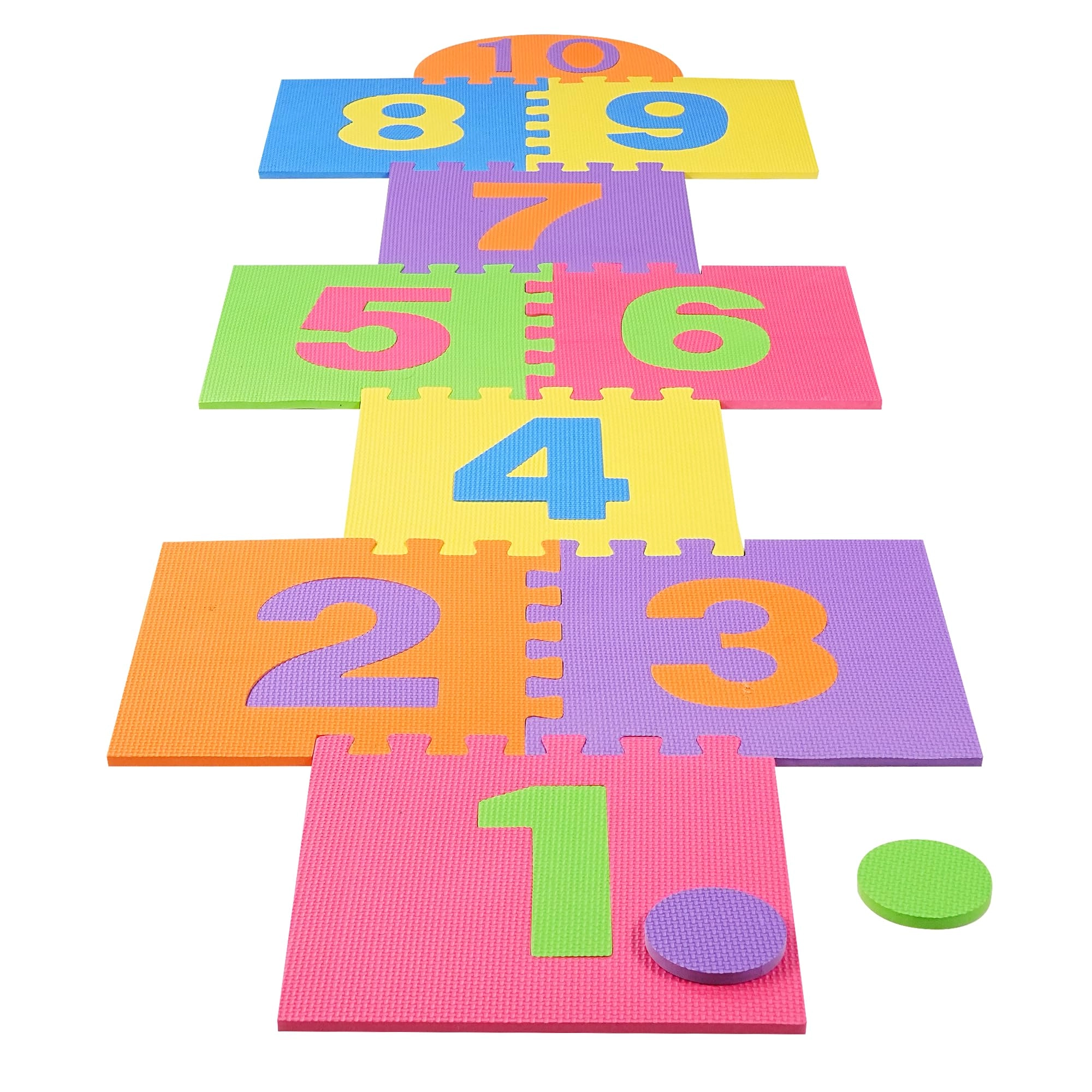 MZA STORES Hopscotch Playmat - 10 Piece 12" x 12" EVA Foam