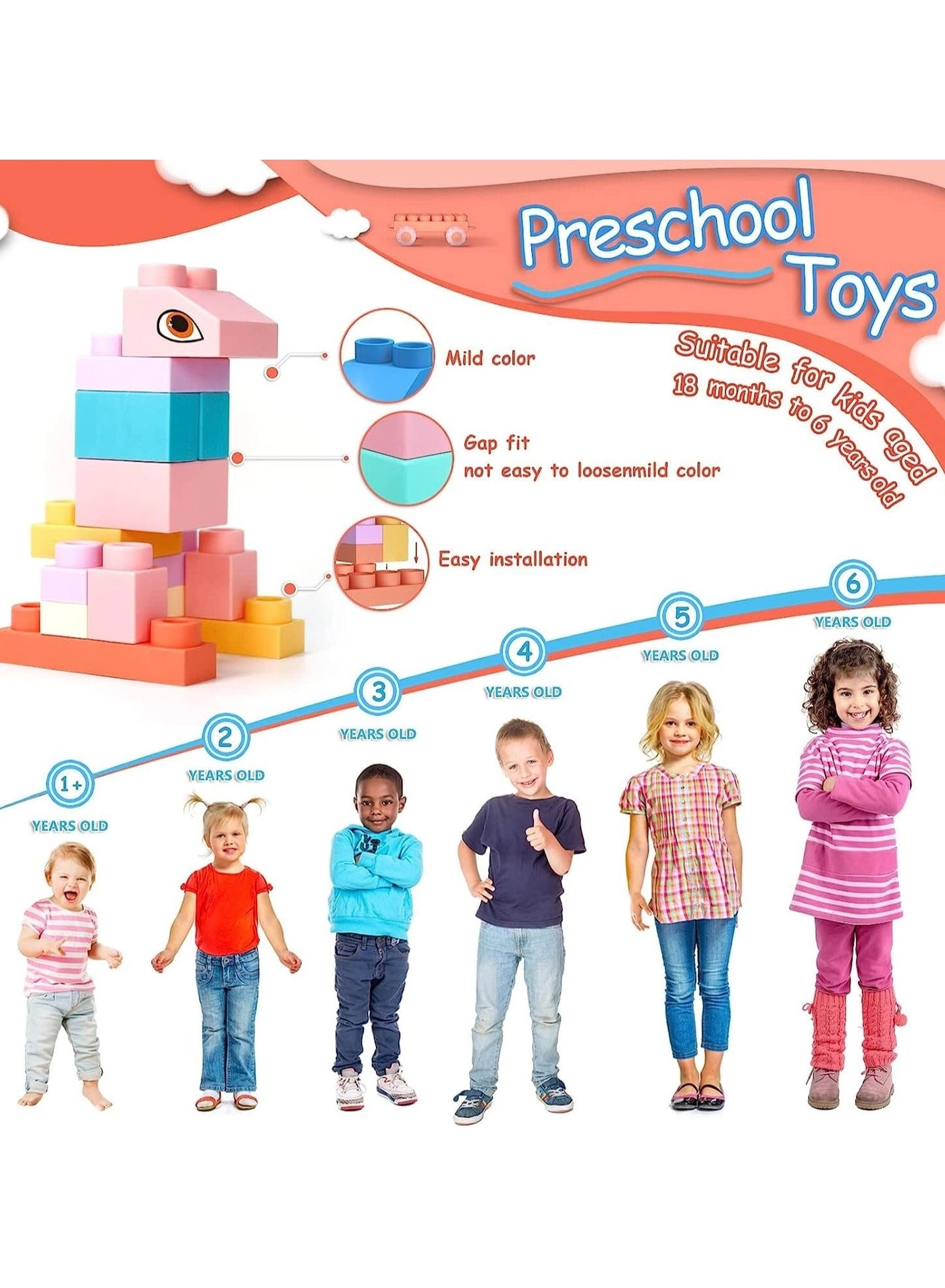 Soft Building Blocks - 80 pcs