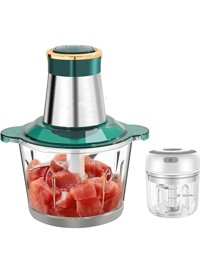 Meat Grinders Electric - 3L 300W + Electric Mini Garlic Chopper - 250Ml USB