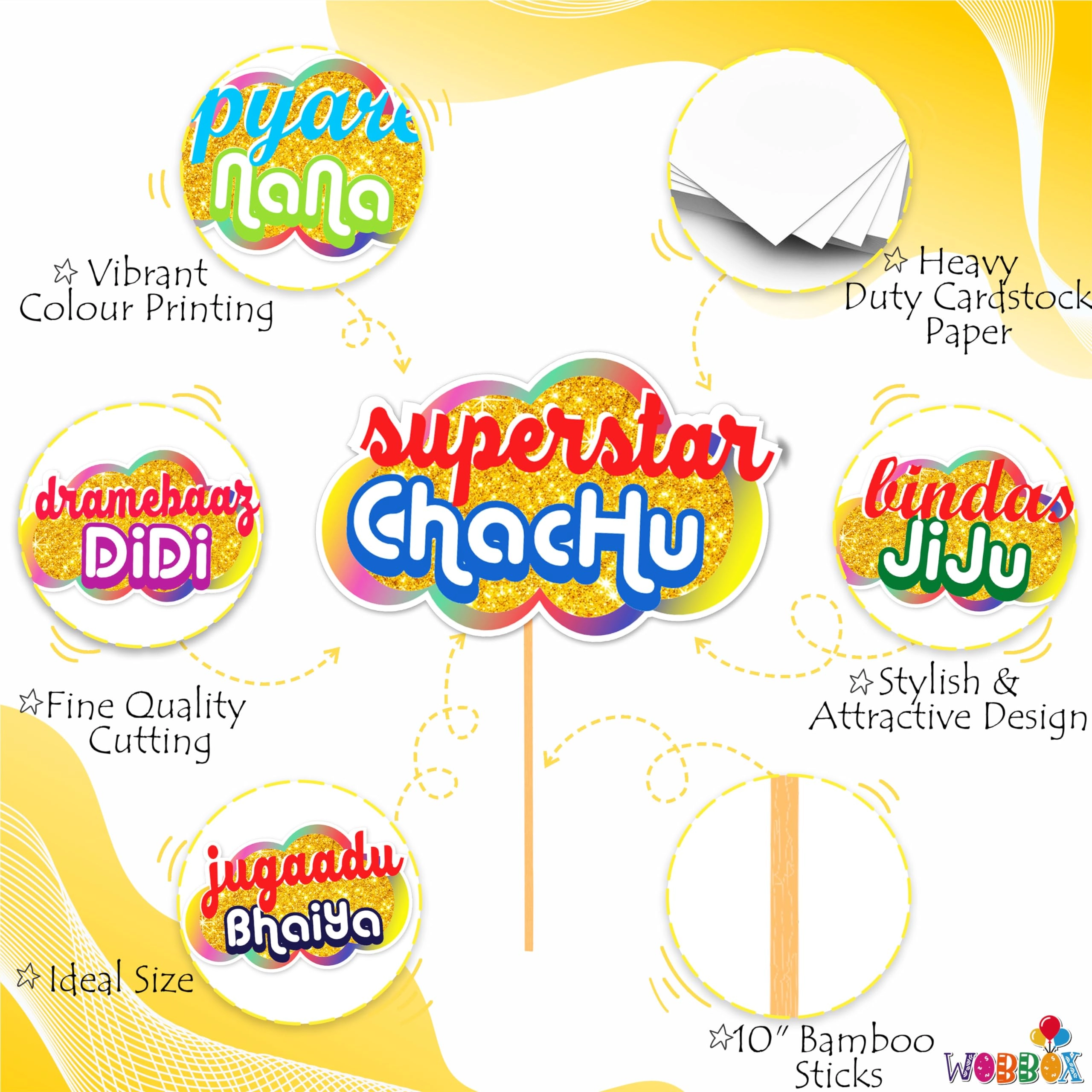 All Occasion Indian Family Photo Booth Props - 36 Pcs