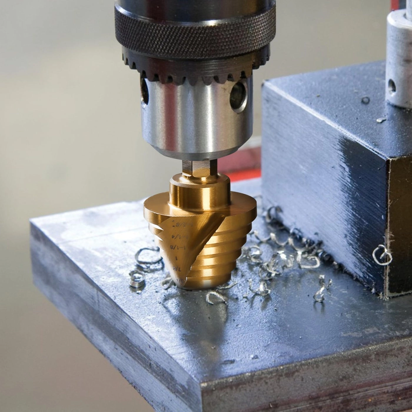 Titanium Step Drill Bit - HSS Titanium Coating 1/4"" to 1-3/8""