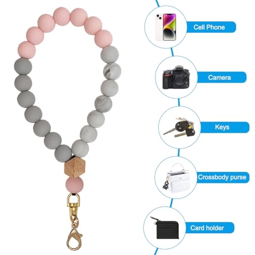 Beaded Phone Bracelet Strap - 2 Pcs Patches Black