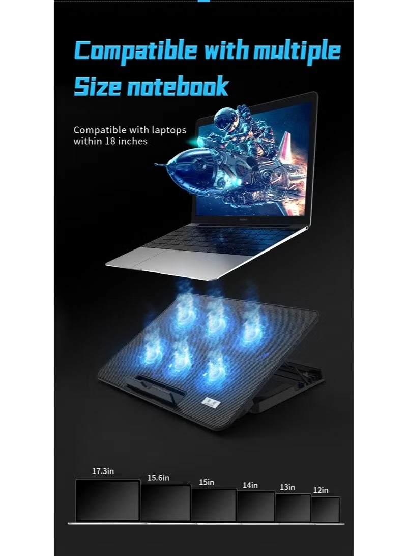 Laptop Cooling Pad - 6 fans 12-17 Inch