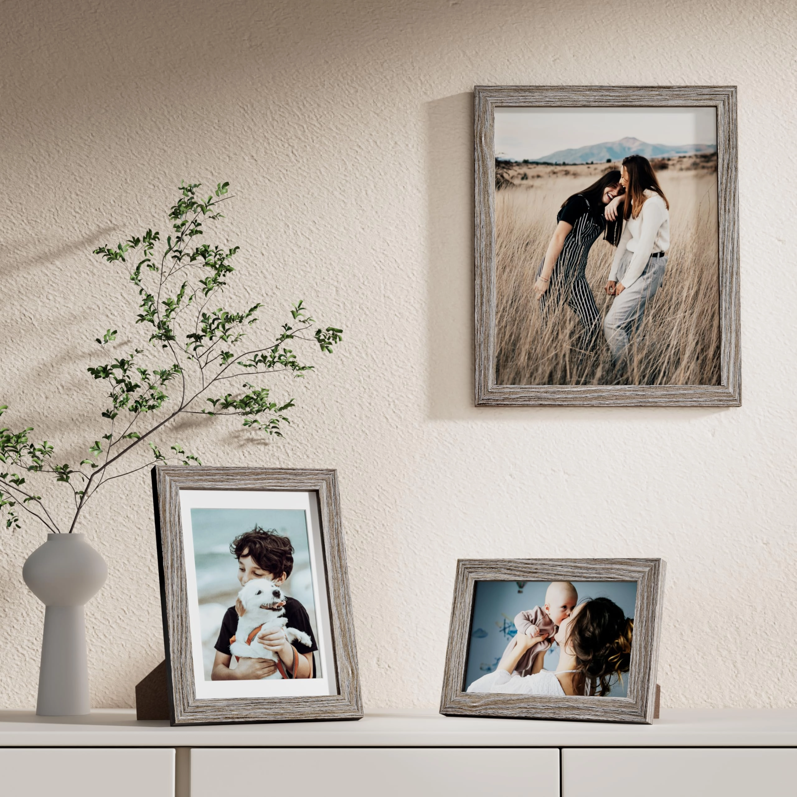 Picture Frames Set - 10 Pack Rustic Grey