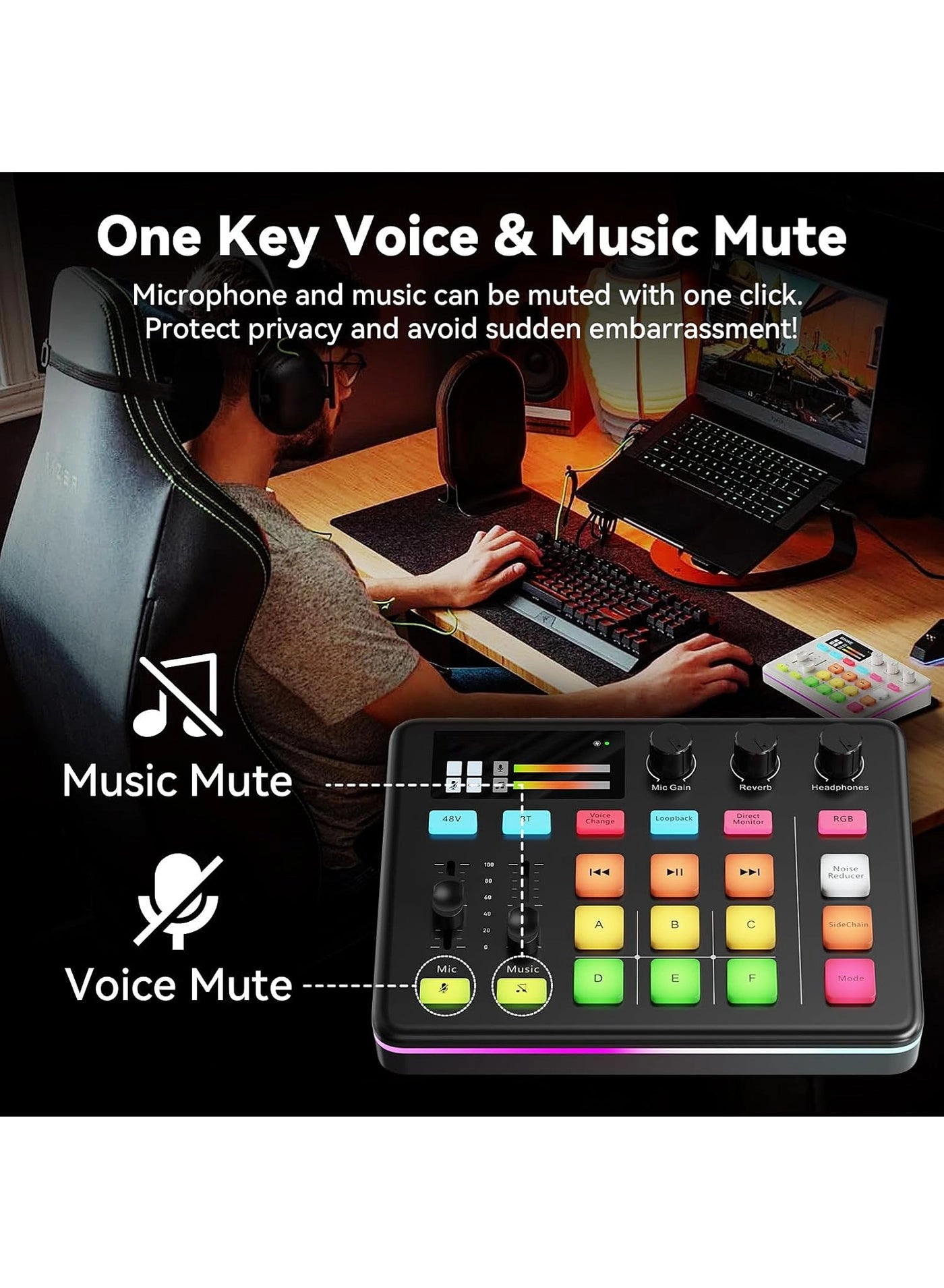 G1 - Gaming Audio Mixer 48V Phantom Power Voice Changer