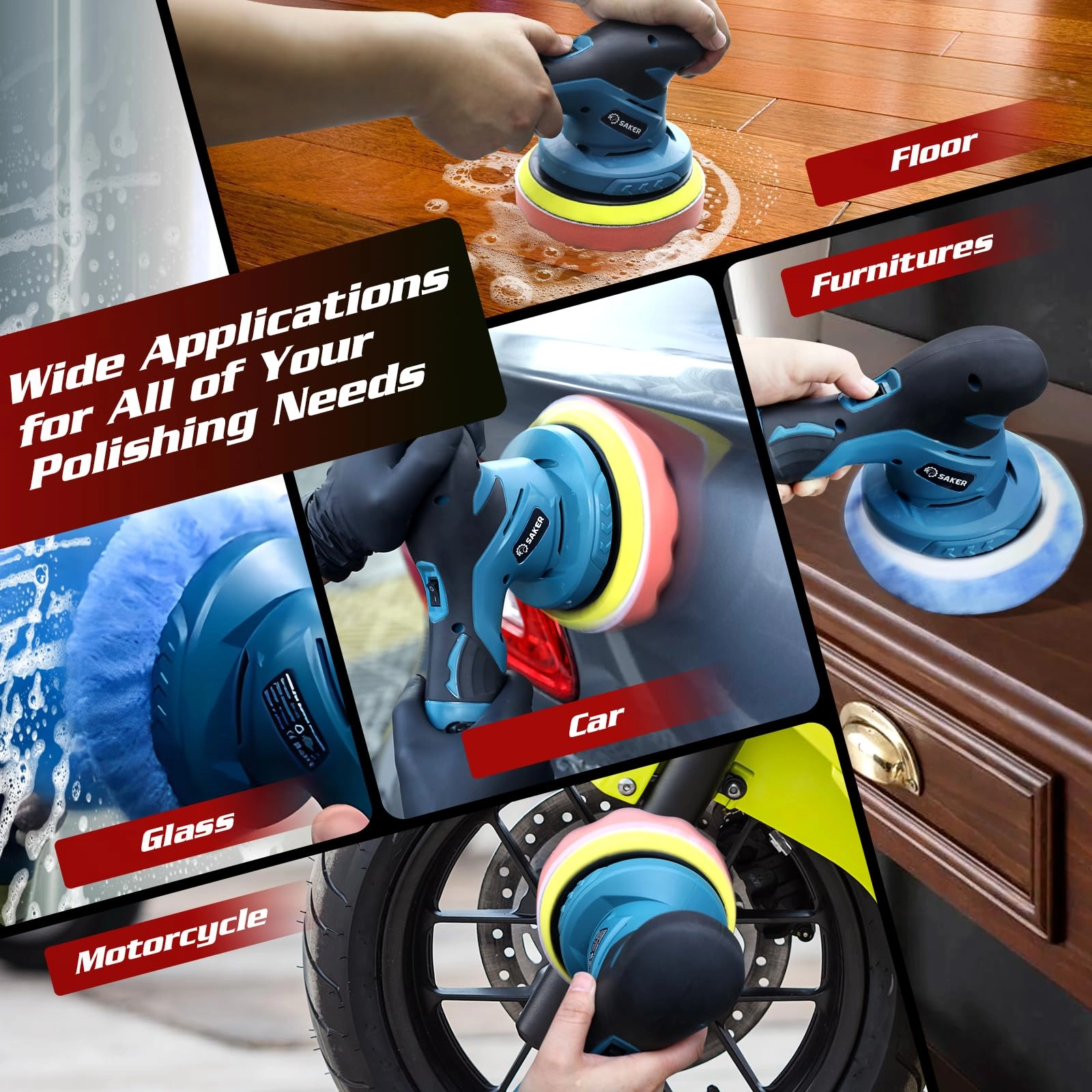 Cordless Car Buffer Polisher - 12V 2000mAh 6 Inch