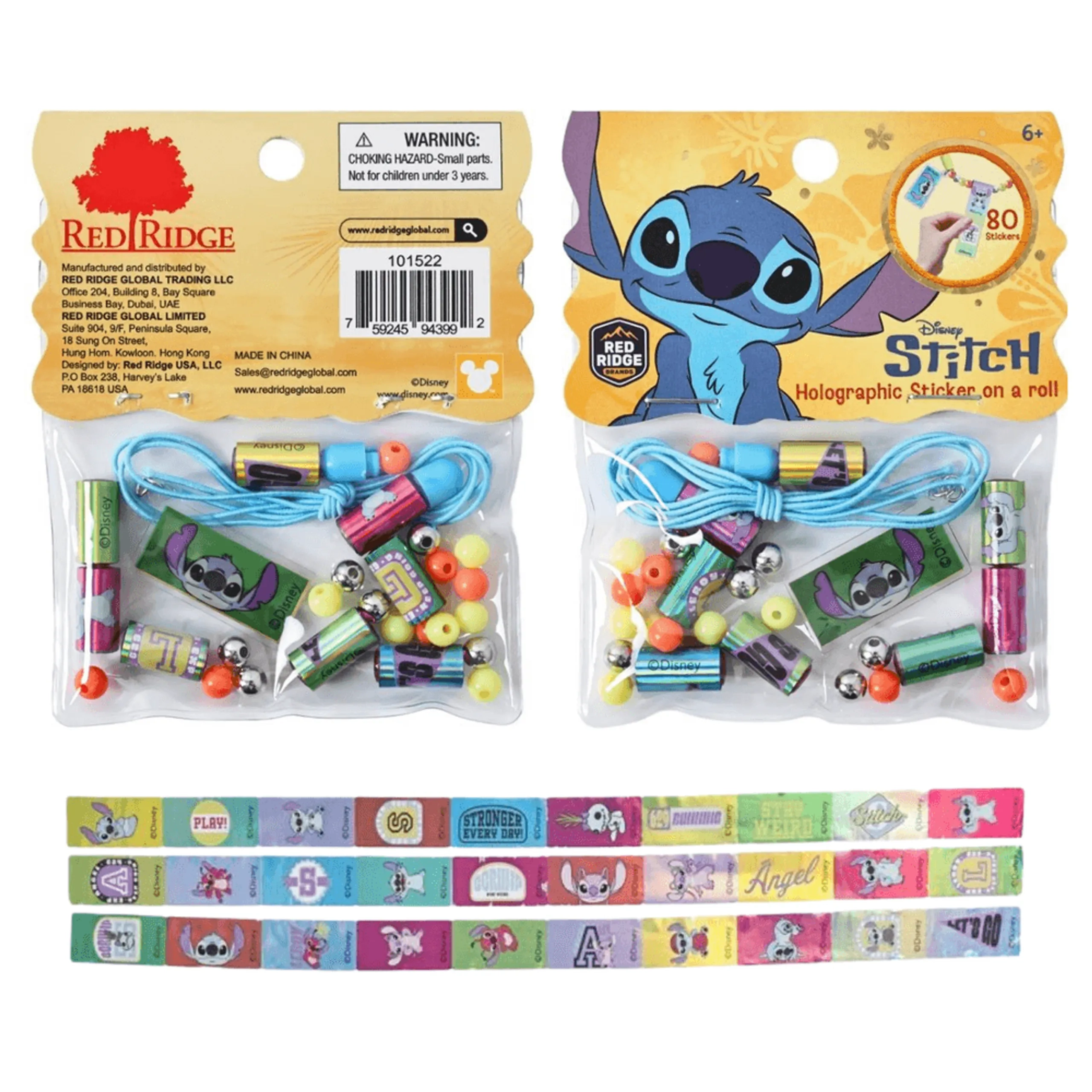 Stitch Holographic Sticker On A Roll Bracelet Making Craft Set - 80 Holographic Stickers Suitable for 6+