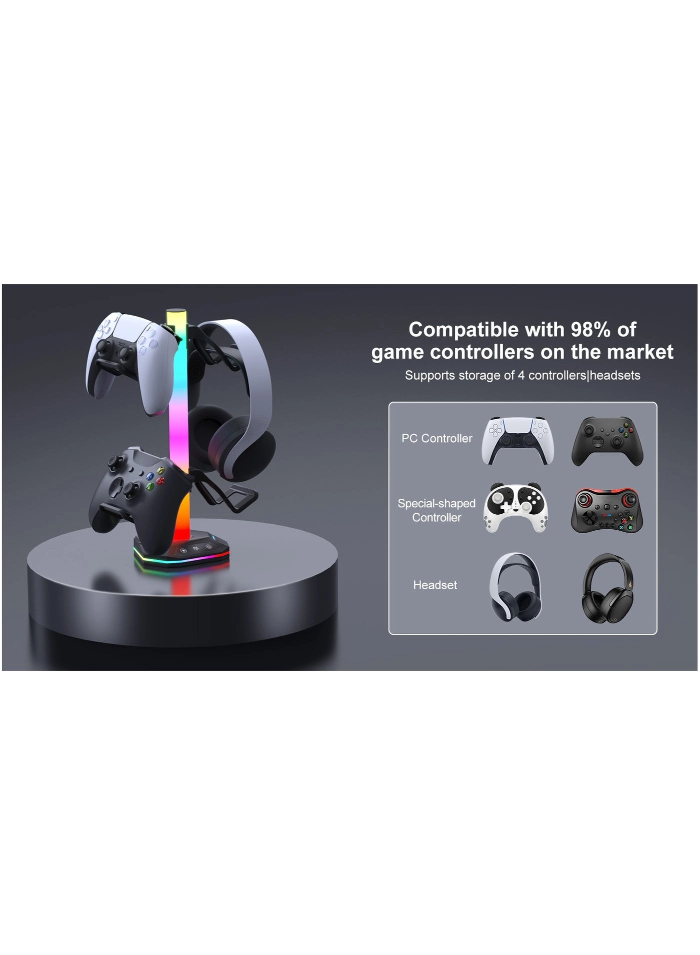 Headphone Stand - USB 2.0 Type-C Windows Linux Mac