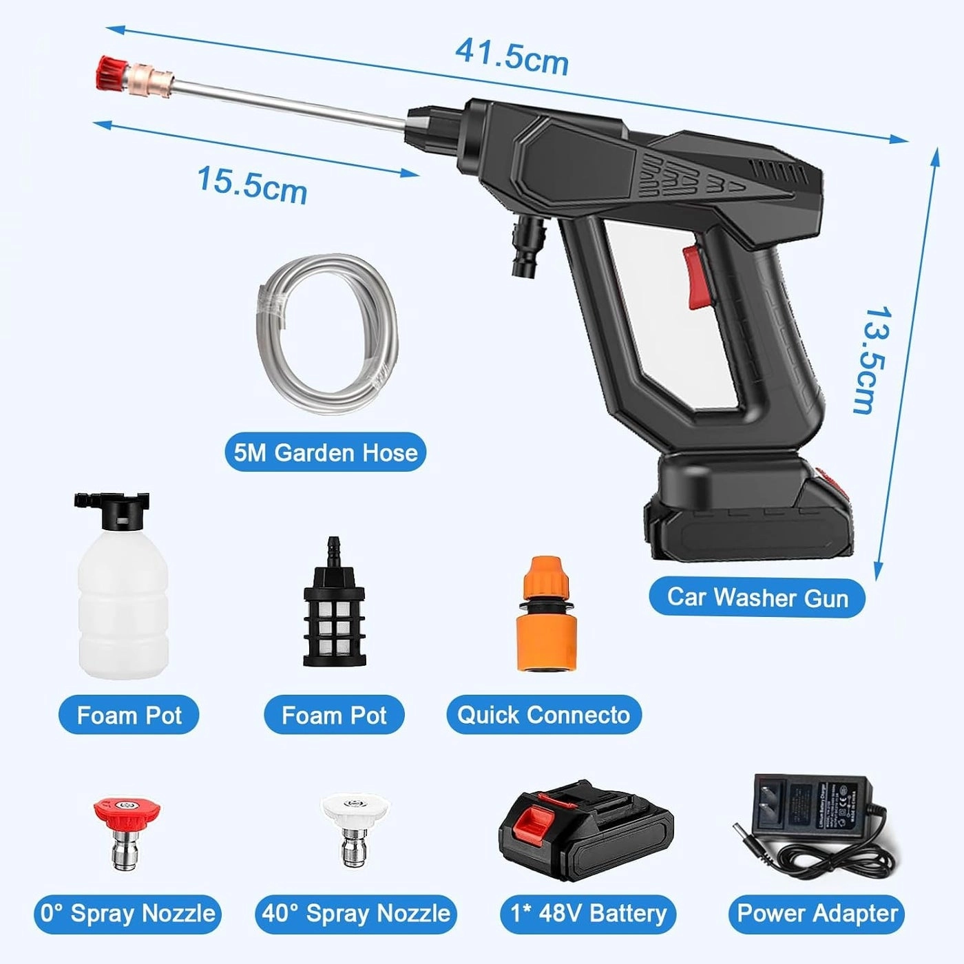 High Pressure Car Washer - Cordless 48V Rechargeable Battery