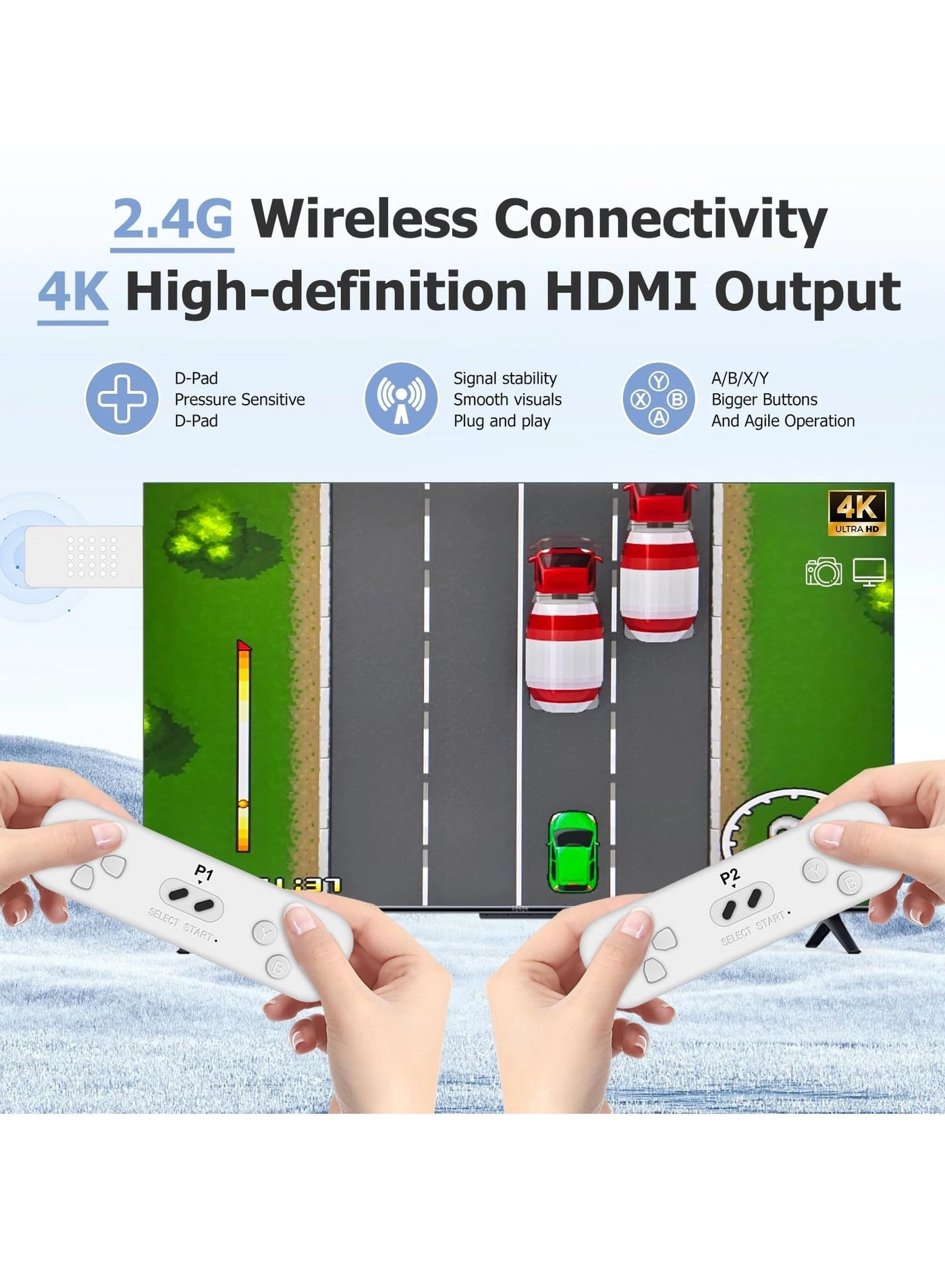 Mini Game Console - 1,000 NES games 2.4G wireless controllers