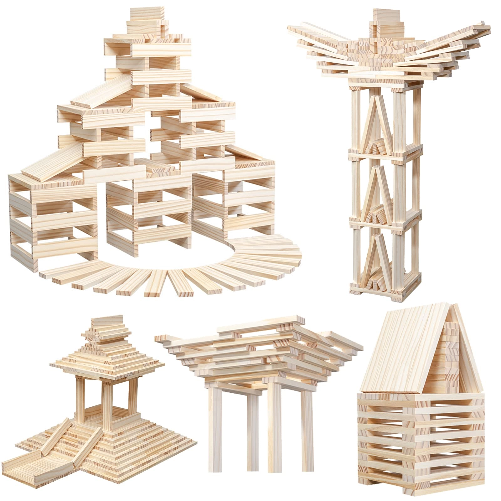 NiToy Wooden Castle Building Blocks - 100 pcs