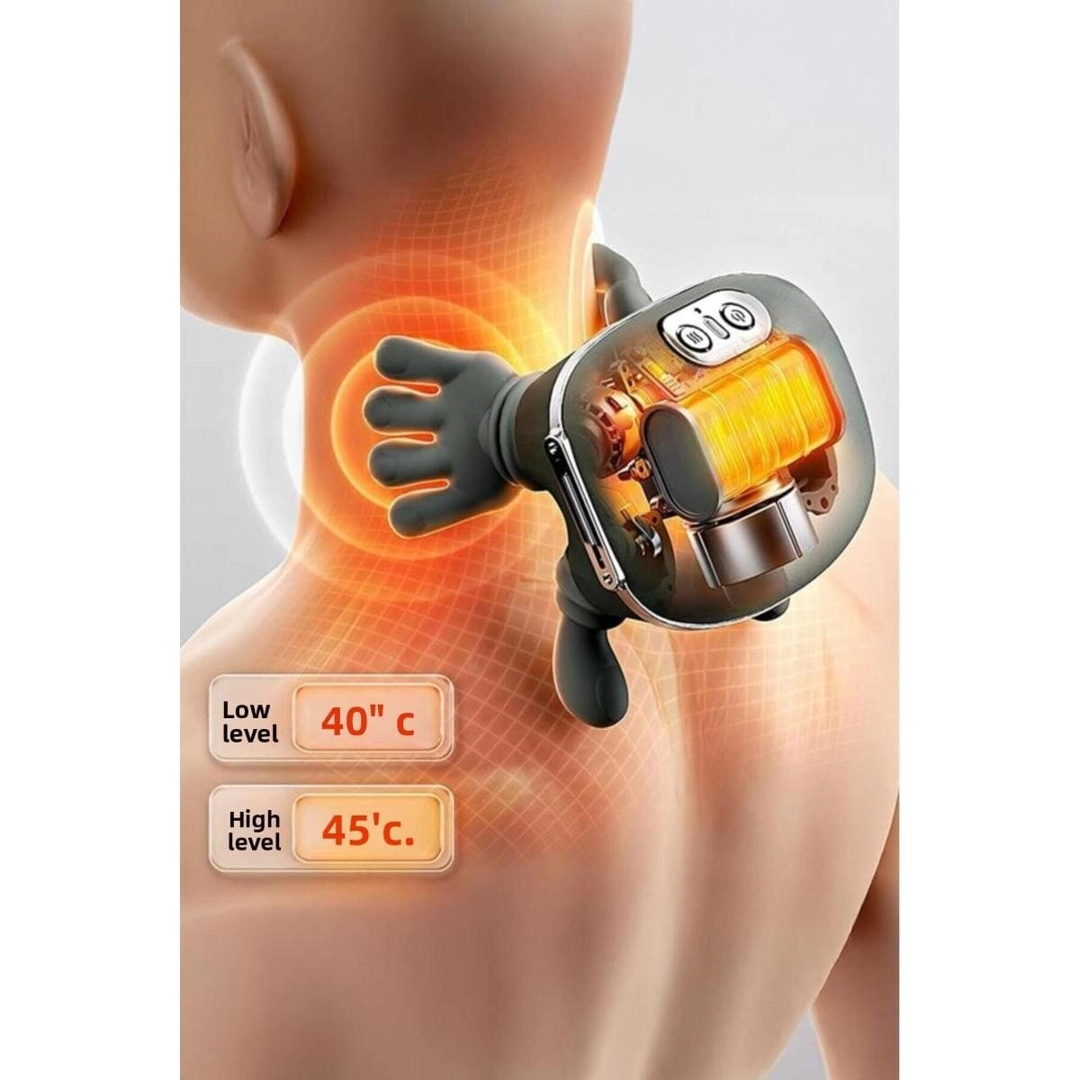 Heated Hand-Shaped Portable Rechargeable Massager - Neck Back Leg Shoulder