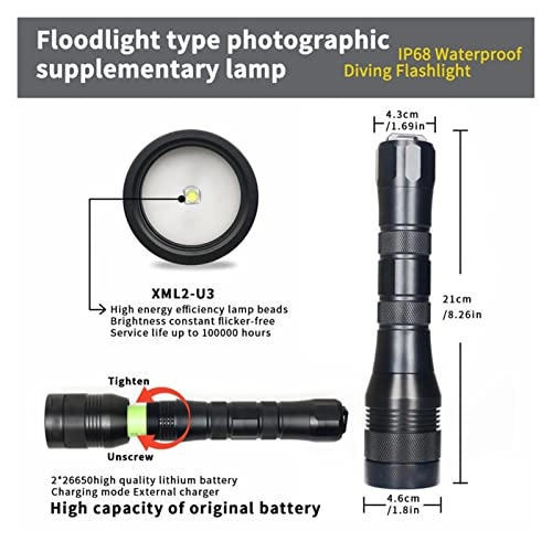 Diving Flashlight - 8000 lumens 3x XM-L L2 LED